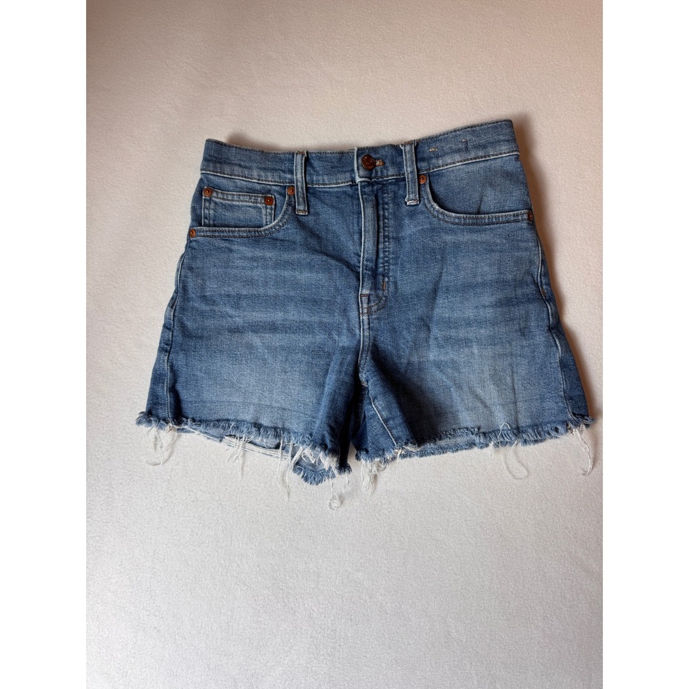 Madewell High Rise Cutoff Denim Shorts Raw Hem Medium Wash Women's